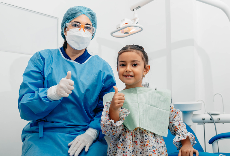 Dentist with child